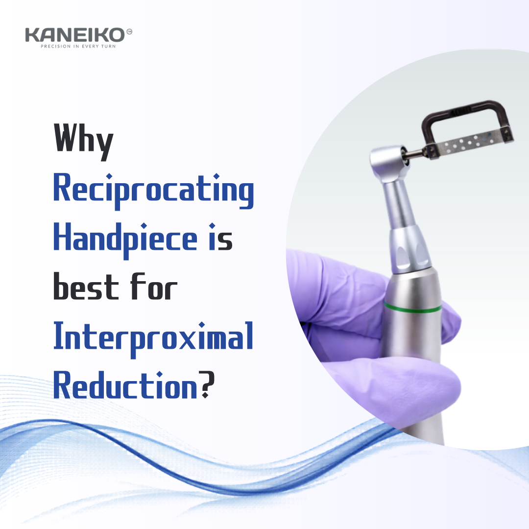 Kaneiko reciprocating handpiece with an IPR strip used for interproximal reduction during orthodontic treatment.