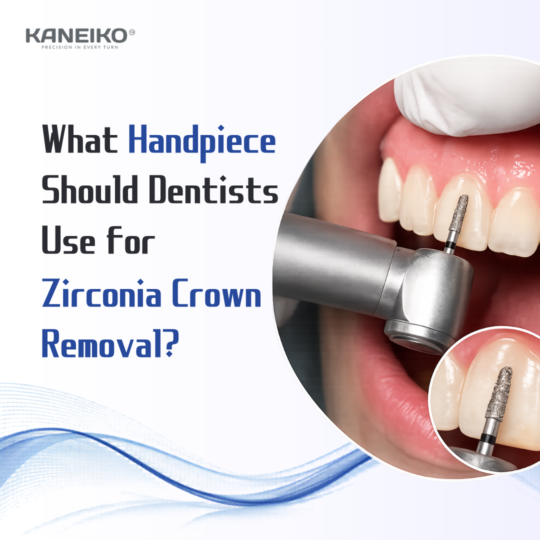 Kaneiko dental handpiece for zirconia crown removal with bur cutting anterior restoration