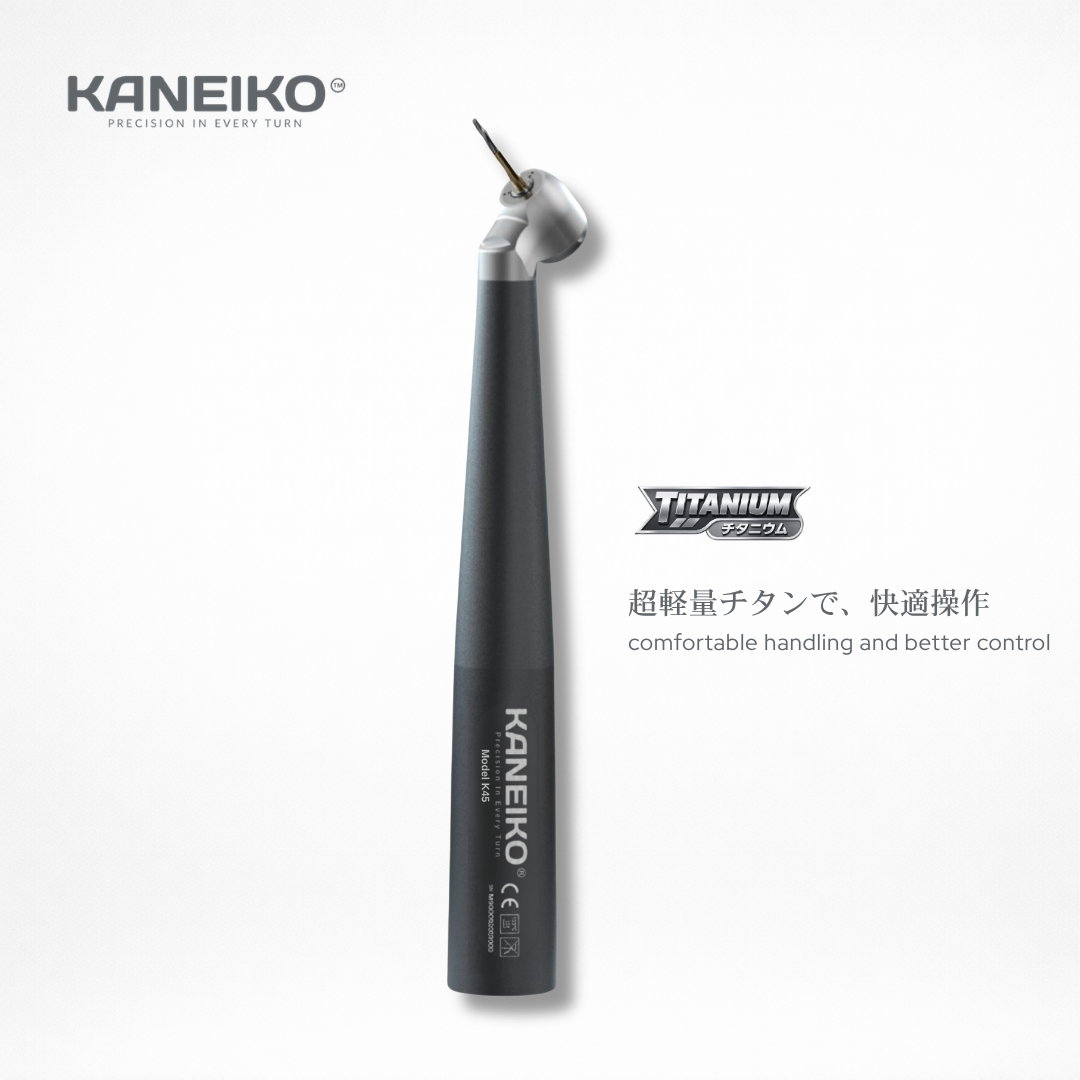 Kaneiko 45°サージカルヘッド FG高速ハンドピース、チタン製ボディとリバースエア方式を採用した口腔外科用歯科タービンハンドピース