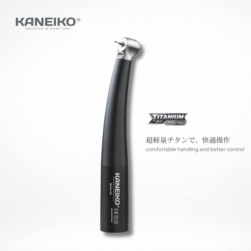 Kaneiko K2 小型ヘッド高速歯科用ハンドピース、チタン製ボディ採用の小児歯科向けエアタービンハンドピース。