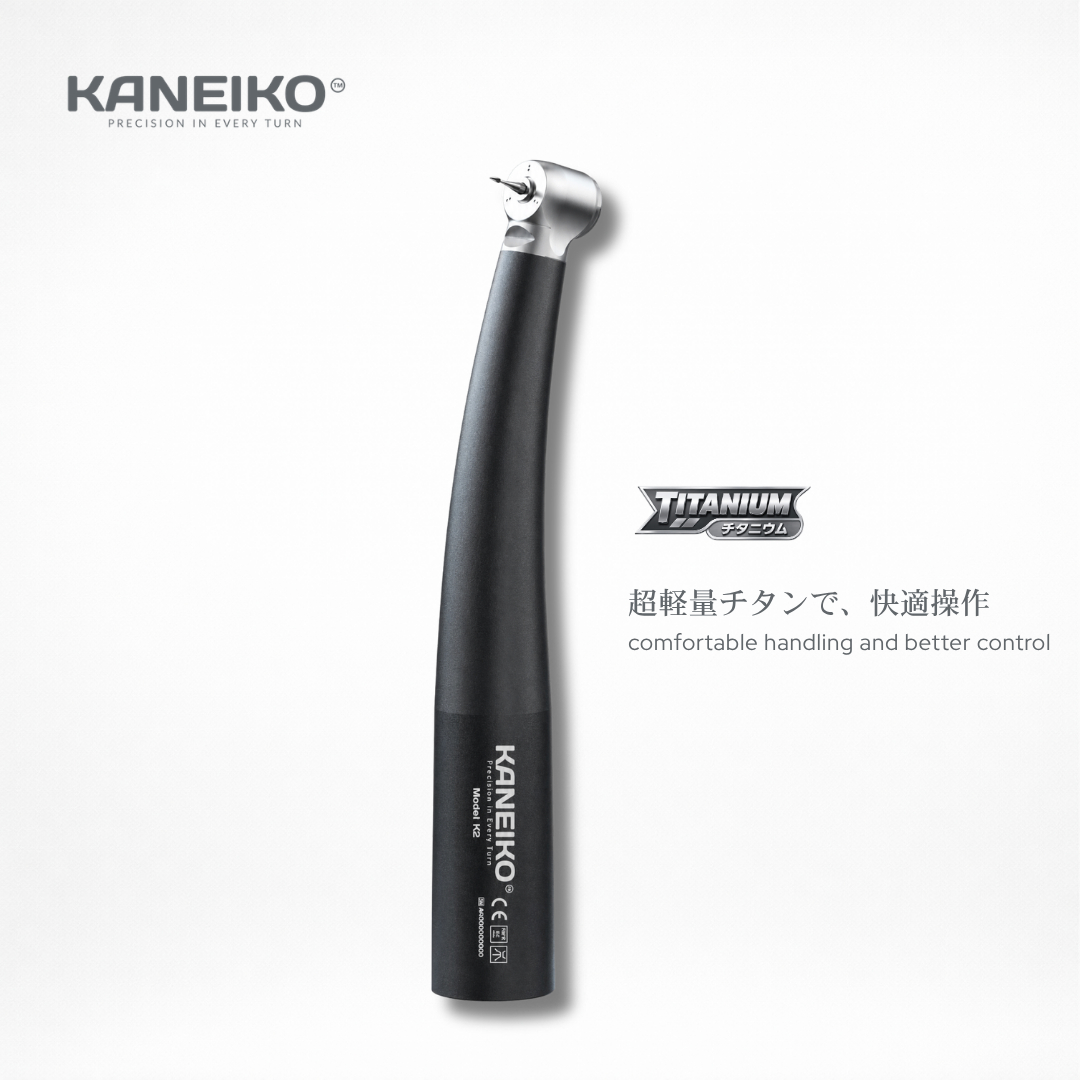 Kaneiko K2 小型ヘッド高速歯科用ハンドピース、チタン製ボディ採用の小児歯科向けエアタービンハンドピース。