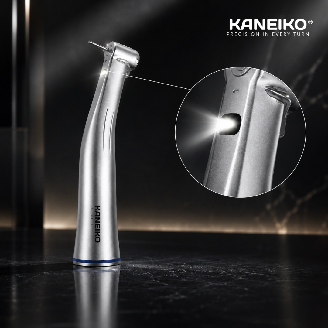 Kaneiko dental handpiece with LED illumination system for improved visibility during restorative and posterior clinical procedures
