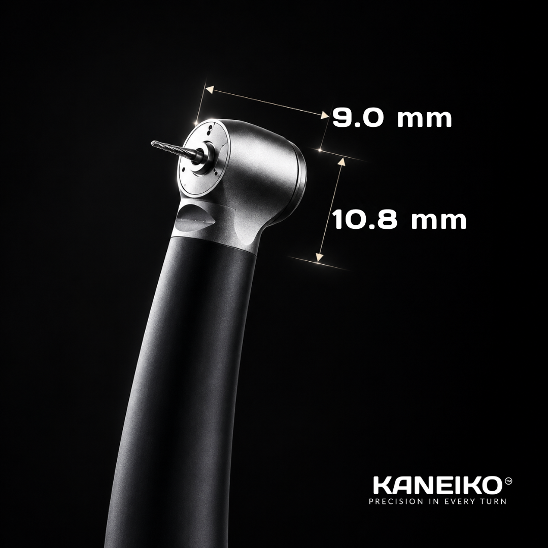 Kaneiko dental handpiece small head housing with 9.0 x 10.8 mm super mini head size for improved posterior access
