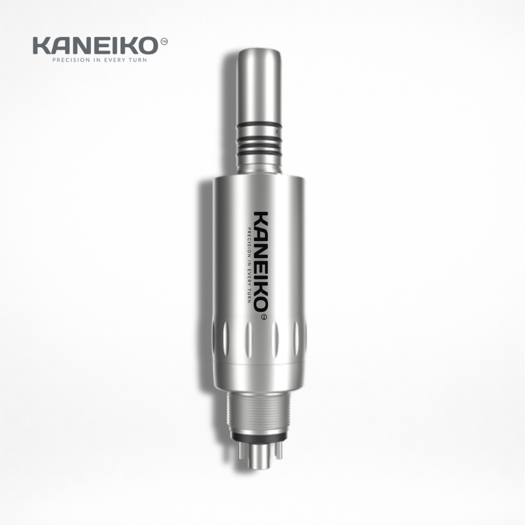Kaneiko AMT-4 dental air motor with stainless steel body and E-type connection for driving compatible low-speed dental handpieces.