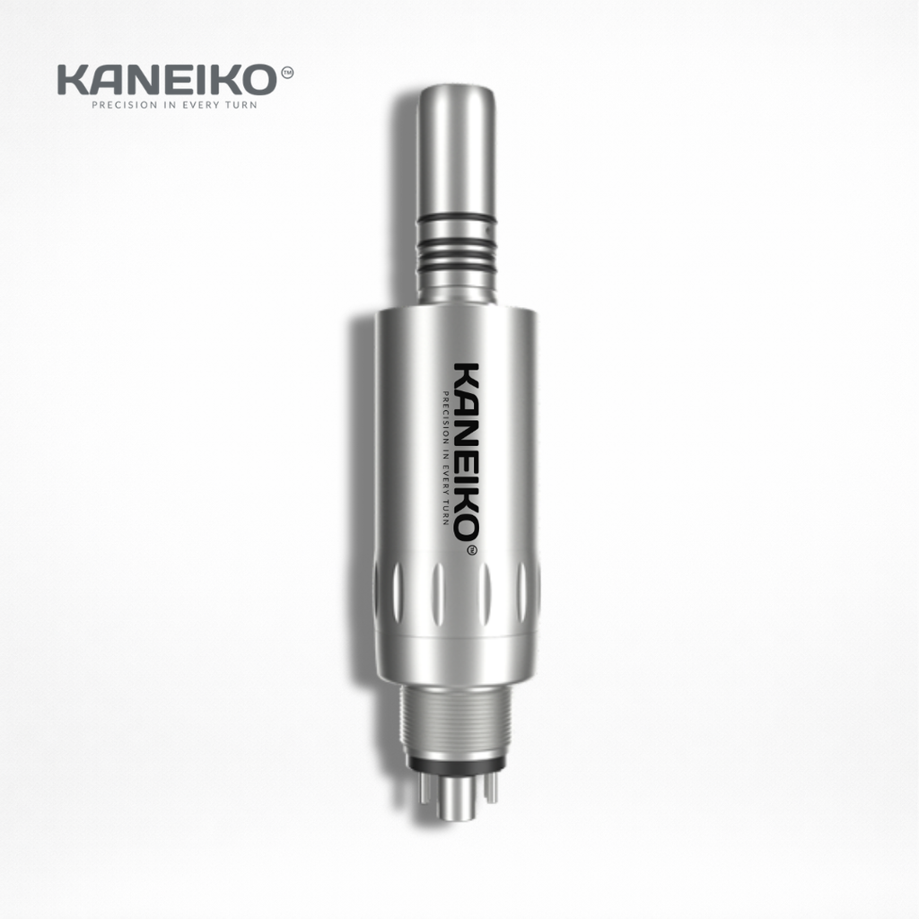 Kaneiko AMT-6 fibre-optic dental air motor with stainless steel body and E-type connection for compatible low-speed handpieces.