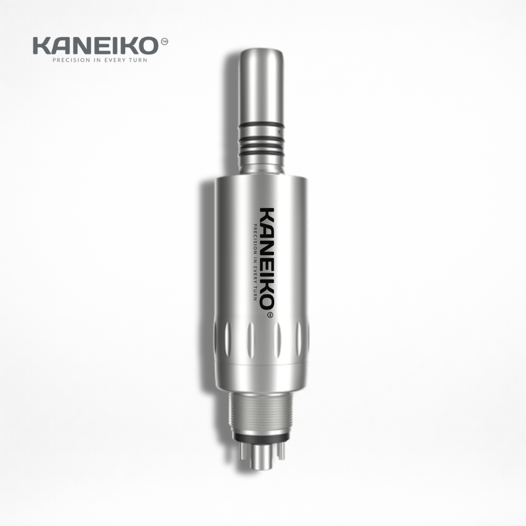 Kaneiko AMT-6 fibre-optic dental air motor with stainless steel body and E-type connection for compatible low-speed handpieces.