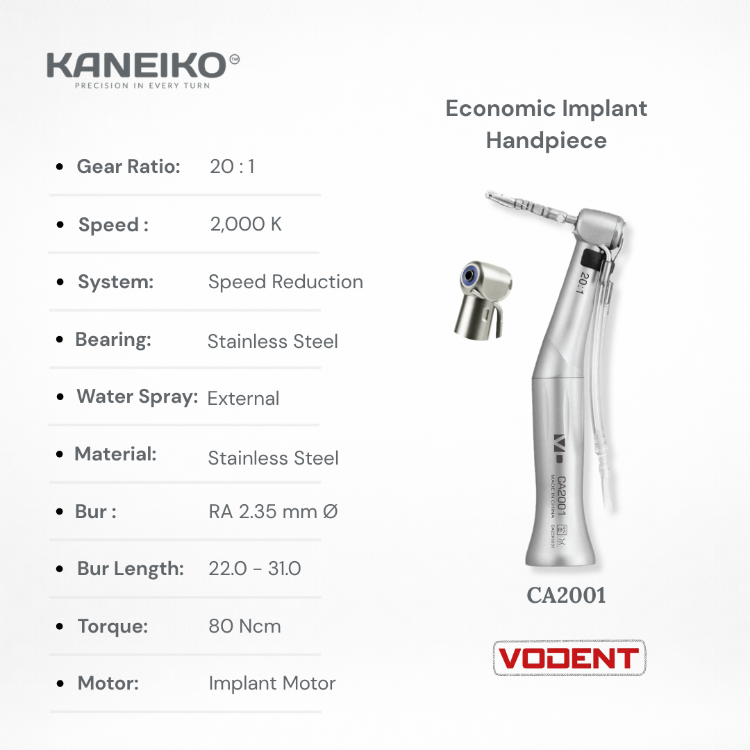 Kaneiko economic implant handpiece with specifications on a white background