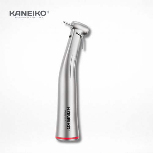 Kaneiko EB1L 1:5 electric speed-increasing friction-grip contra-angle handpiece with external water spray for crown preparation, cavity preparation and restoration removal.