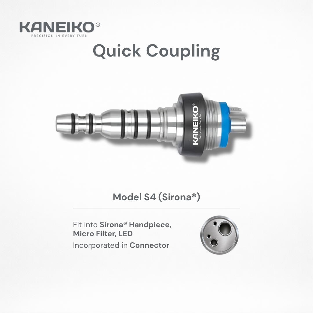 Kaneiko Model S4 Sirona-compatible LED dental handpiece quick coupling showing connector configuration