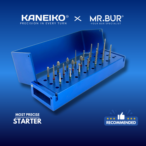 Mr Bur Starter Kit with all basic dental bur from coarse, fine and super fine grit. 