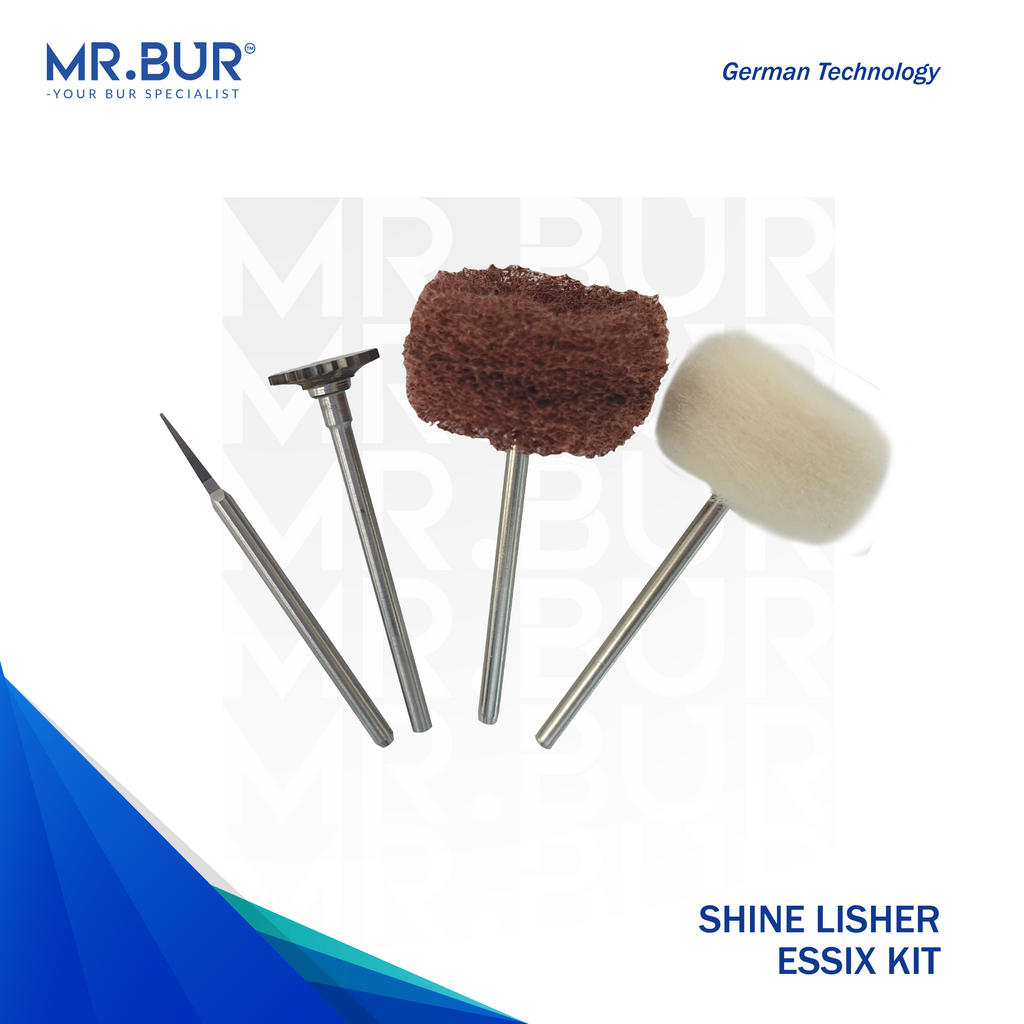 This image shows the Essix dental bur Kit and retainer polishing bur sold by Mr Bur the best international dental bur supplier