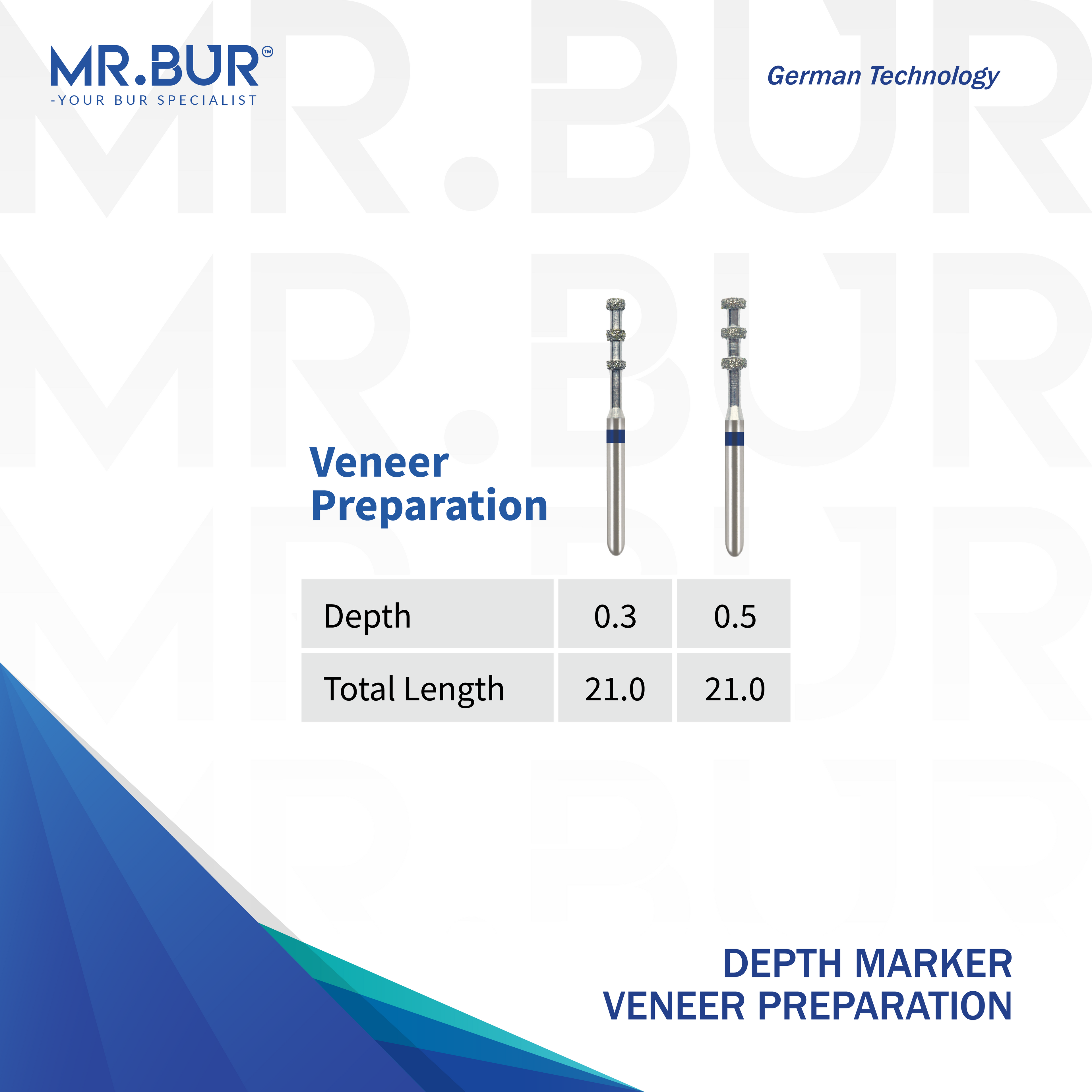  Mr Bur depth marker use for marking anterior teeth. 