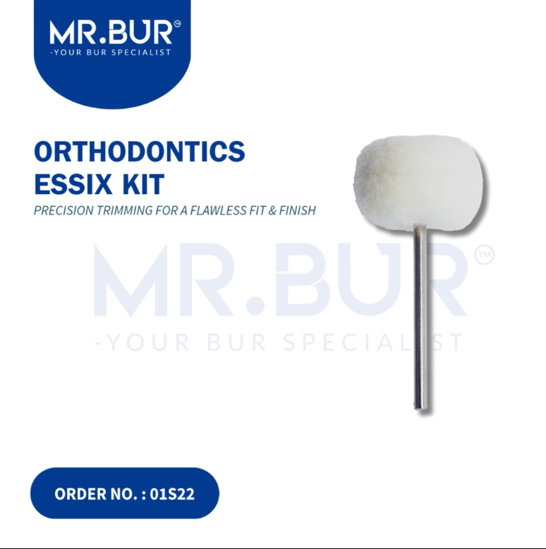 Mr. Bur Essix Retainer Kit ensures precise trimming and polishing for clear retainers, enhancing fit, comfort, and durability